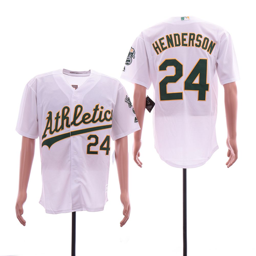Men Oakland Athletics #24 Henderson White Game MLB Jerseys->oakland athletics->MLB Jersey